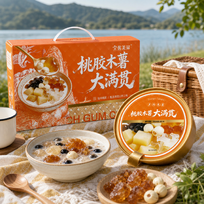 Buen precio Goma de melocotón tapioca Big Bowl Postre Bajo azúcar Colágeno natural Instantáneo Bocadillo saludable en línea